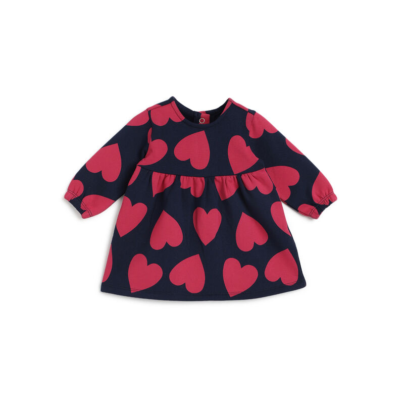 Girls Dark Blue Printed Long Sleeve Dress image number 0